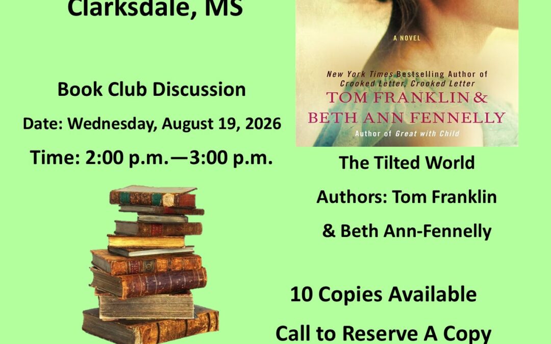 August 19, 2026 Book Club Discussion- 2:00-3:00 P.M