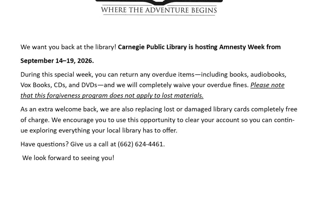 Amnesty Week Information for Patrons- September 14th – 19th